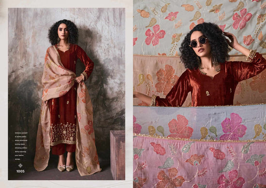 Rangati Prints Makhmal Pure Velvet Beadwork Dress Material