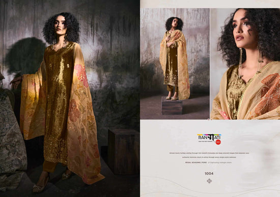 Rangati Prints Makhmal Pure Velvet Beadwork Dress Material