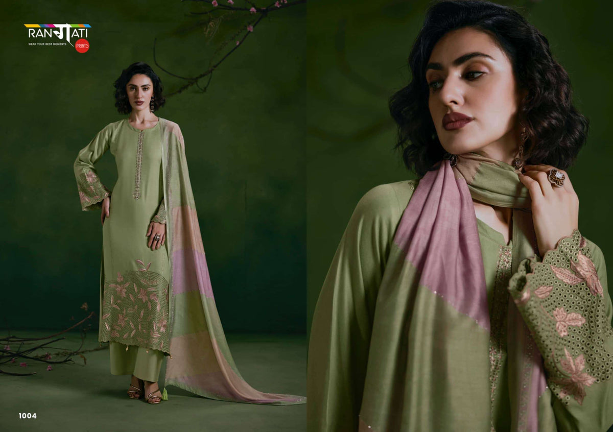 Rangati Prints Zara Vol 12 Pure Pashmina Embroidered Dress Material