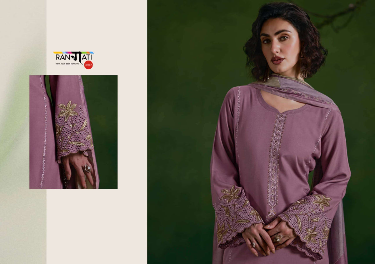 Rangati Prints Zara Vol 12 Pure Pashmina Embroidered Dress Material