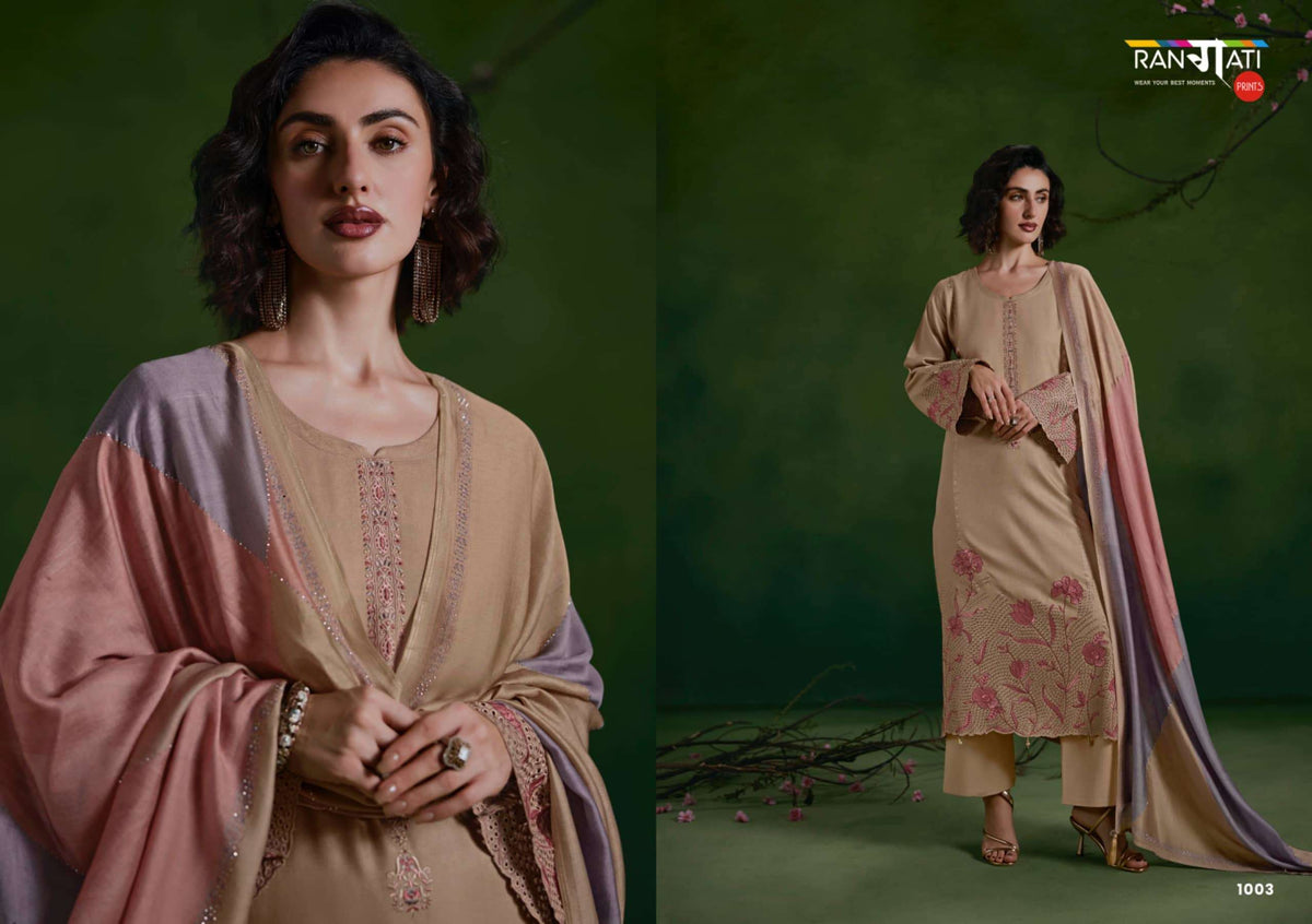 Rangati Prints Zara Vol 12 Pure Pashmina Embroidered Dress Material