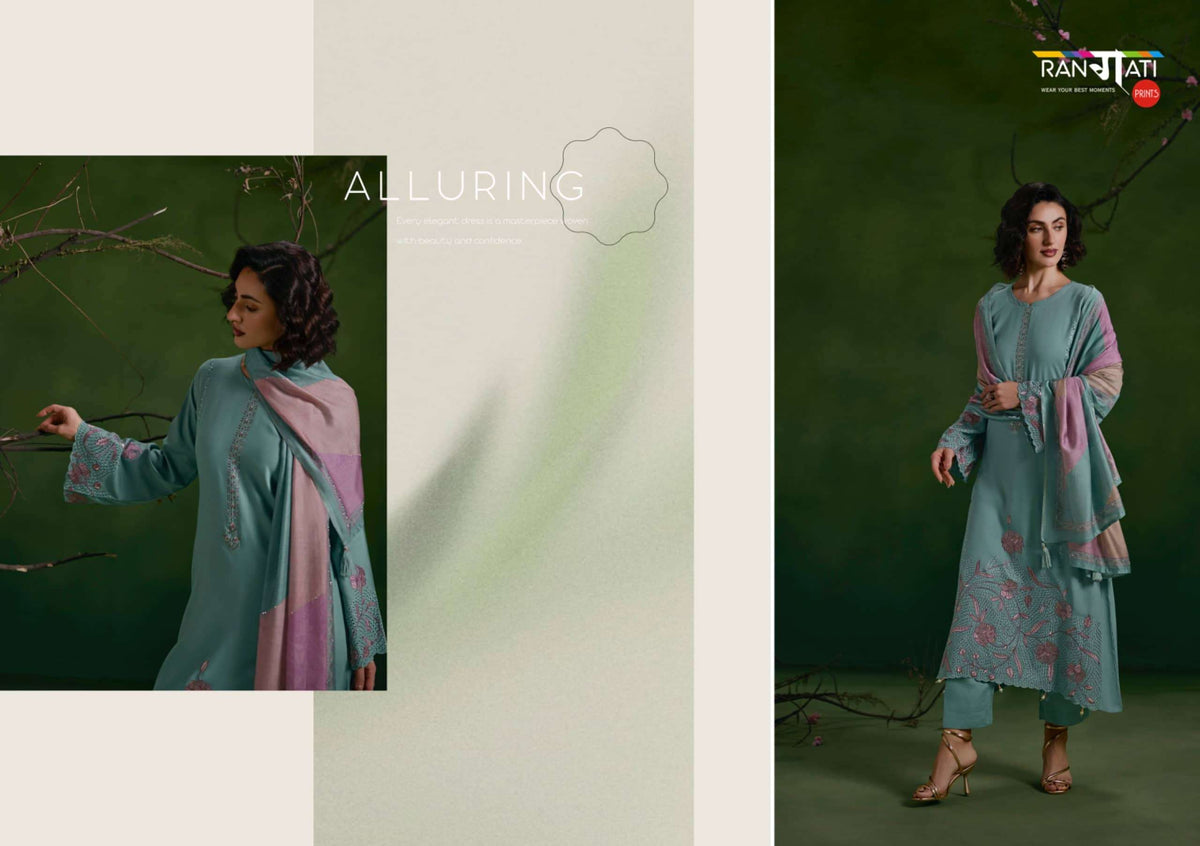 Rangati Prints Zara Vol 12 Pure Pashmina Embroidered Dress Material