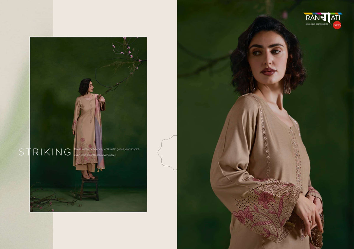 Rangati Prints Zara Vol 12 Pure Pashmina Embroidered Dress Material