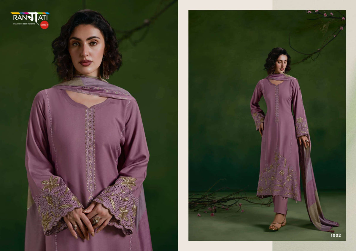 Rangati Prints Zara Vol 12 Pure Pashmina Embroidered Dress Material