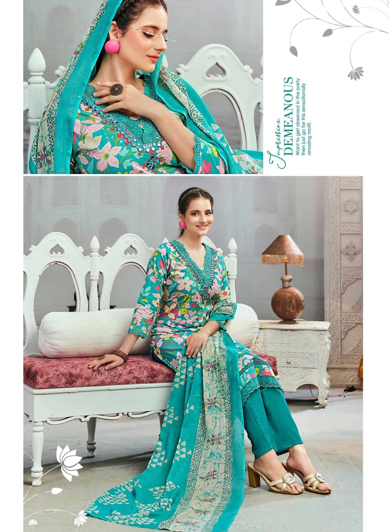 Rangmaya Cotton Crown Cotton Kurti Pant Dupatta Set - Amrah Wholesale