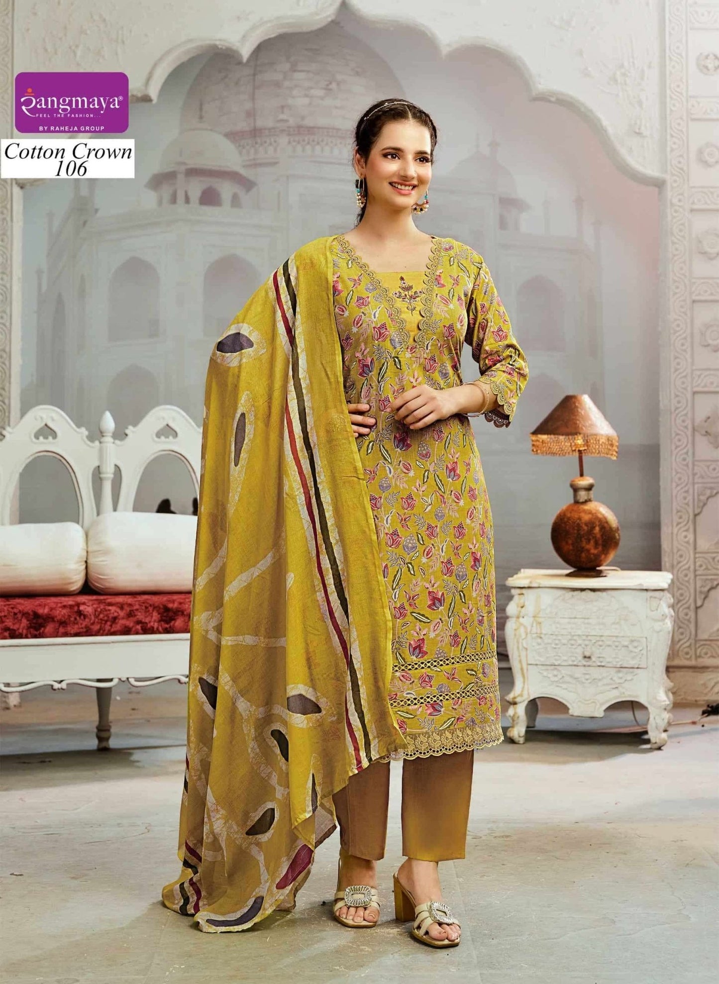 Rangmaya Cotton Crown Cotton Kurti Pant Dupatta Set - Amrah Wholesale