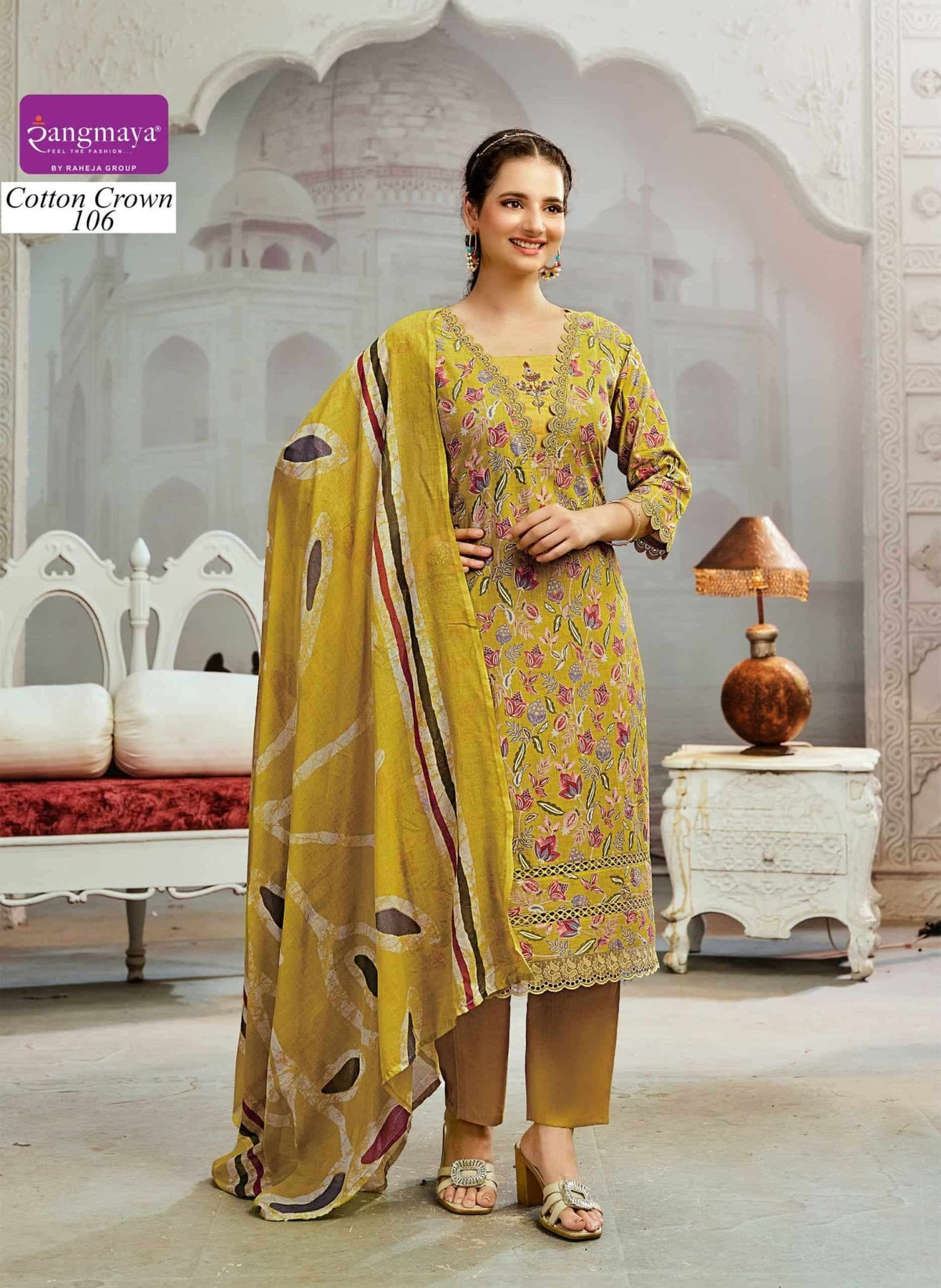Rangmaya Cotton Crown Cotton Kurti Pant Dupatta Set - Amrah Wholesale