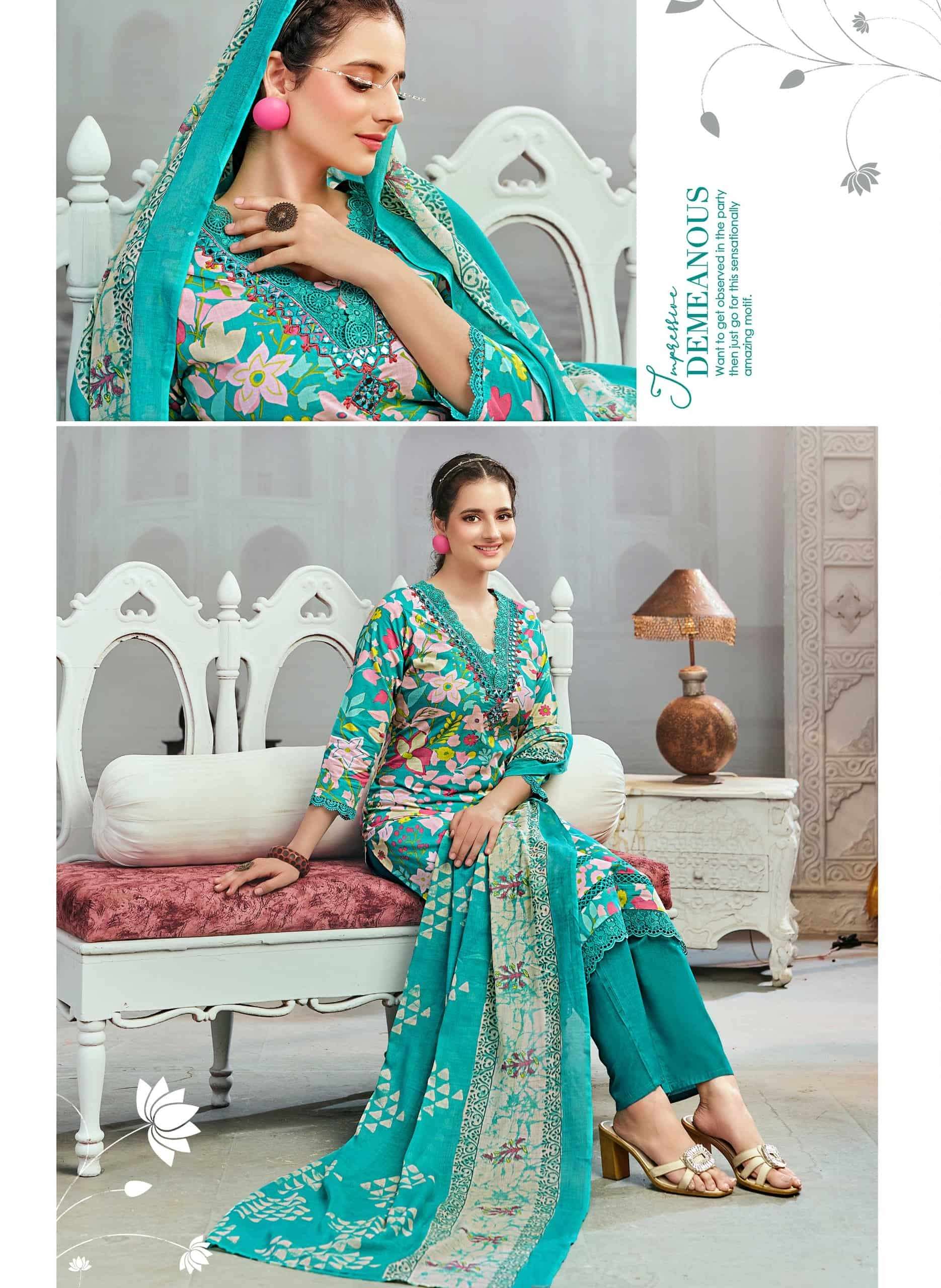 Rangmaya Cotton Crown Cotton Kurti Pant Dupatta Set