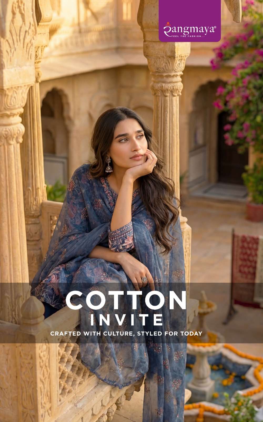 Rangmaya Cotton Invite Cotton Kurti Pant Dupatta Set - Amrah Wholesale