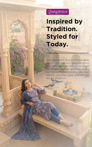 Rangmaya Cotton Invite Cotton Kurti Pant Dupatta Set