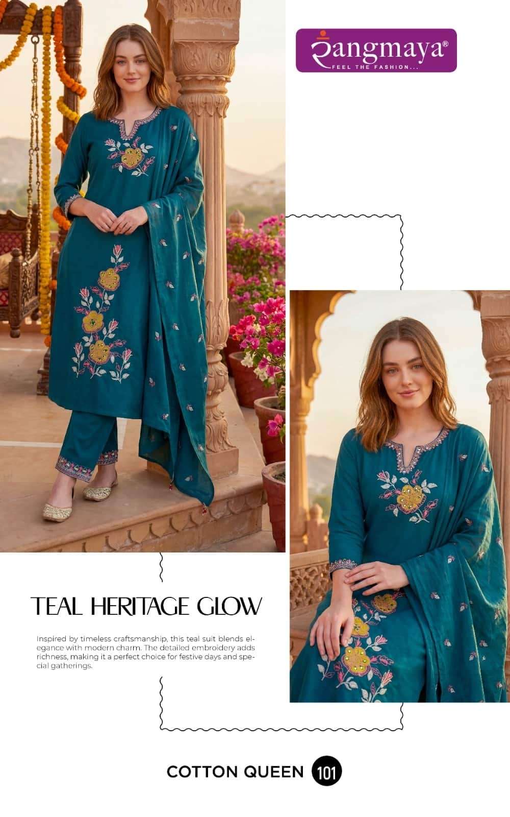 Rangmaya Cotton Queen Dhabu Cotton Salwar Suit Set