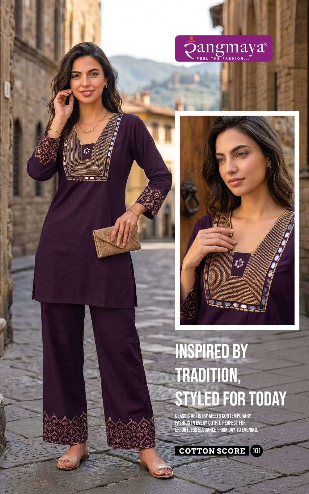Rangmaya Cotton Score Cotton Dhabu Co Ord Set