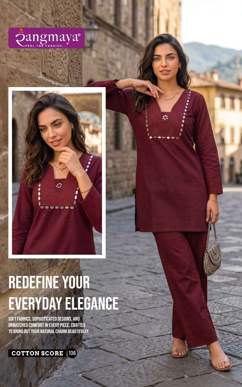 Rangmaya Cotton Score Cotton Dhabu Co Ord Set