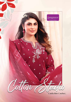 Rangmaya Cotton Studio Cotton Jacquard Kurti Bottom Dupatta Set