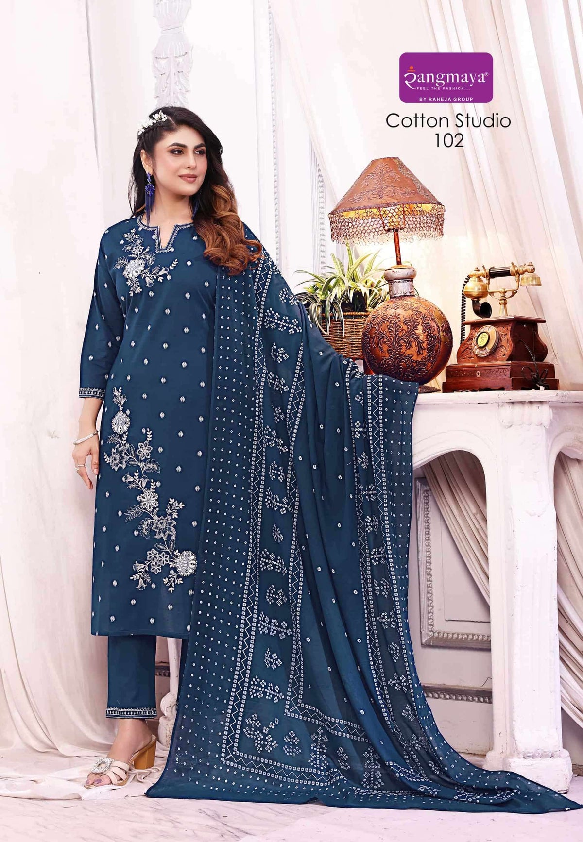 Rangmaya Cotton Studio Cotton Jacquard Kurti Bottom Dupatta Set