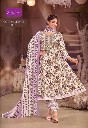Rangmaya Cotton Velvet Cotton Ready-made Kurti Pant Dupatta Set