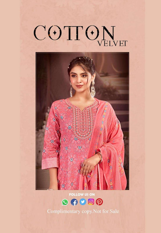 Rangmaya Cotton Velvet Cotton Ready-made Kurti Pant Dupatta Set