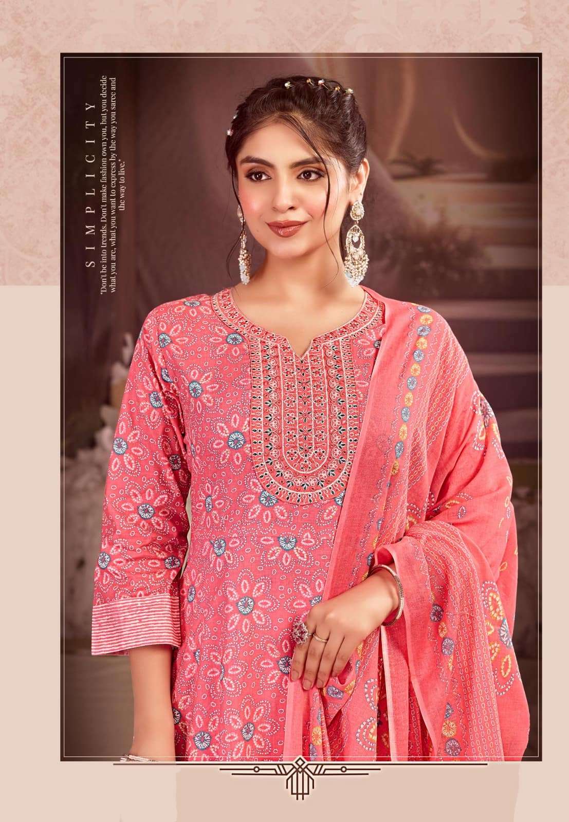 Rangmaya Cotton Velvet Cotton Ready-made Kurti Pant Dupatta Set