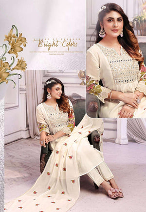 Rangmaya Hania Mal Chanderi Kurti Pant Dupatta Set