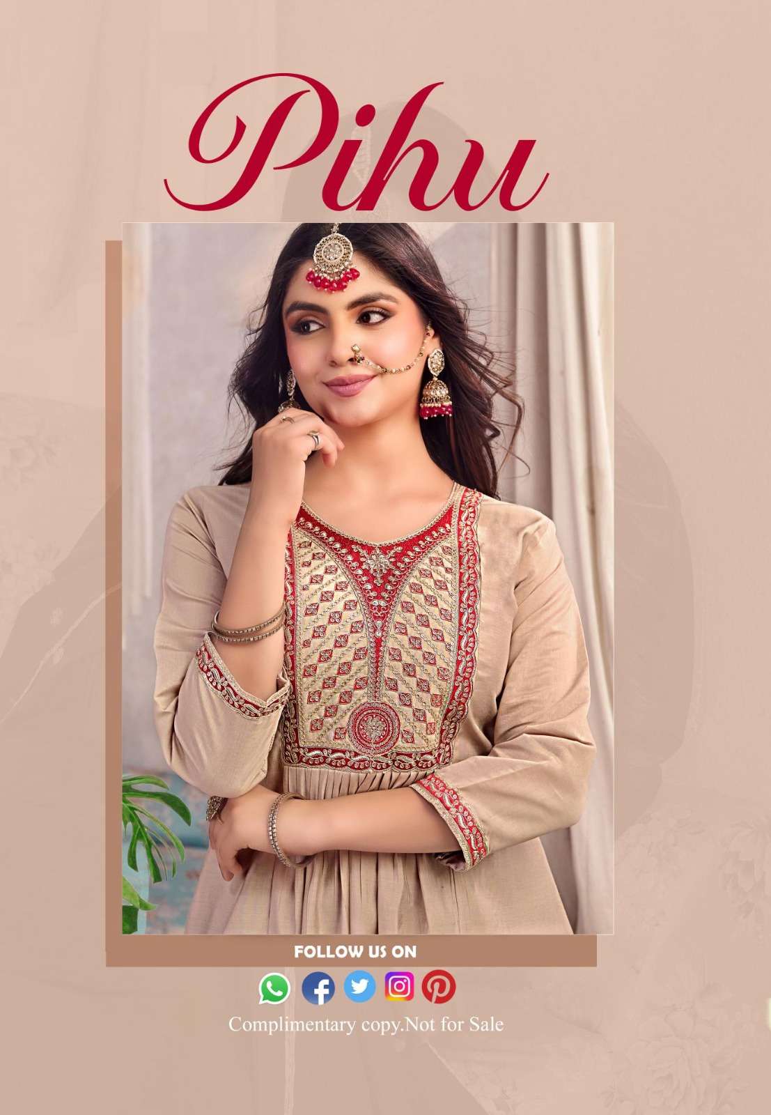 Rangmaya Pihu Roman Silk Embroidered Kurti Pant Dupatta Set