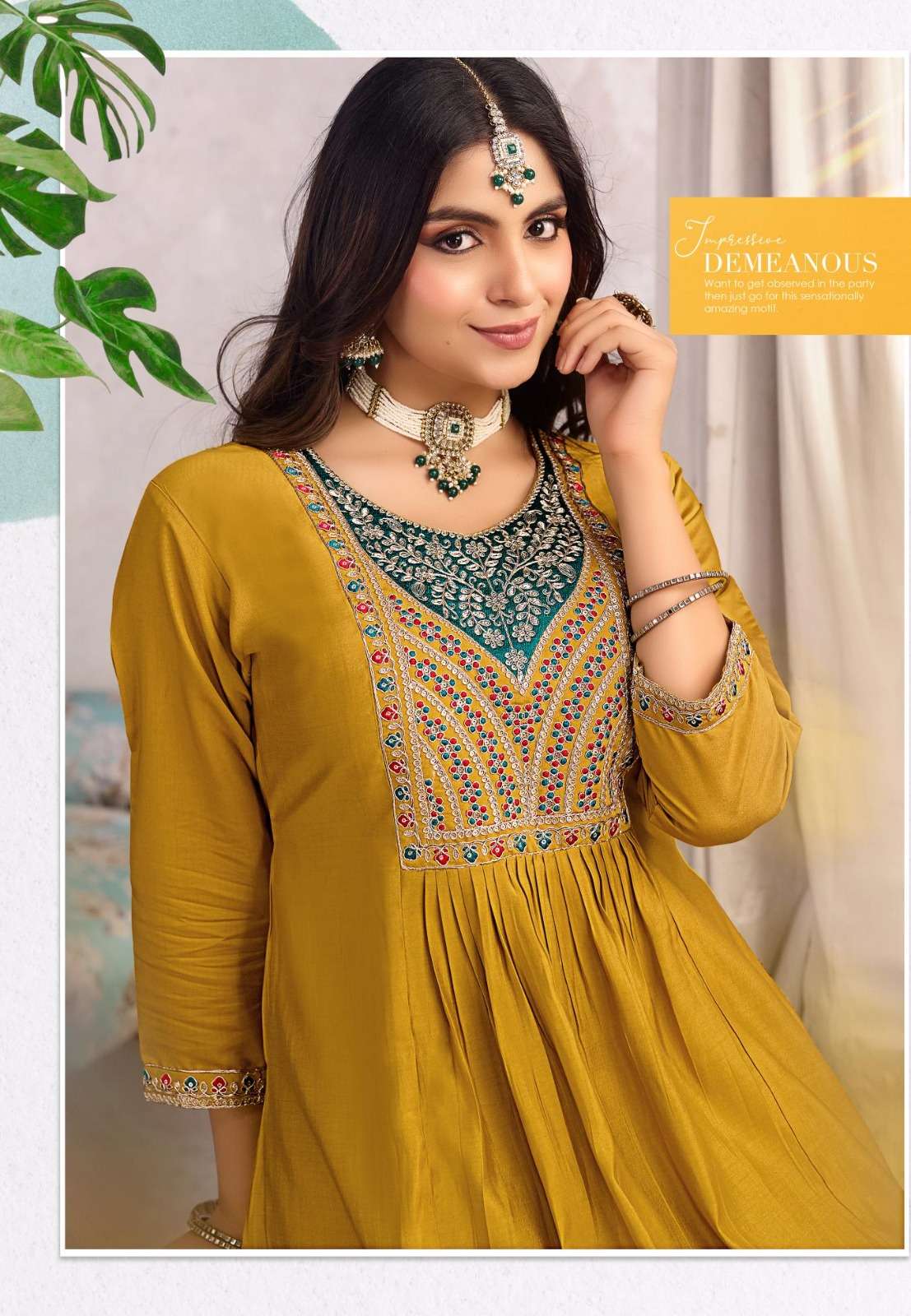 Rangmaya Pihu Roman Silk Embroidered Kurti Pant Dupatta Set