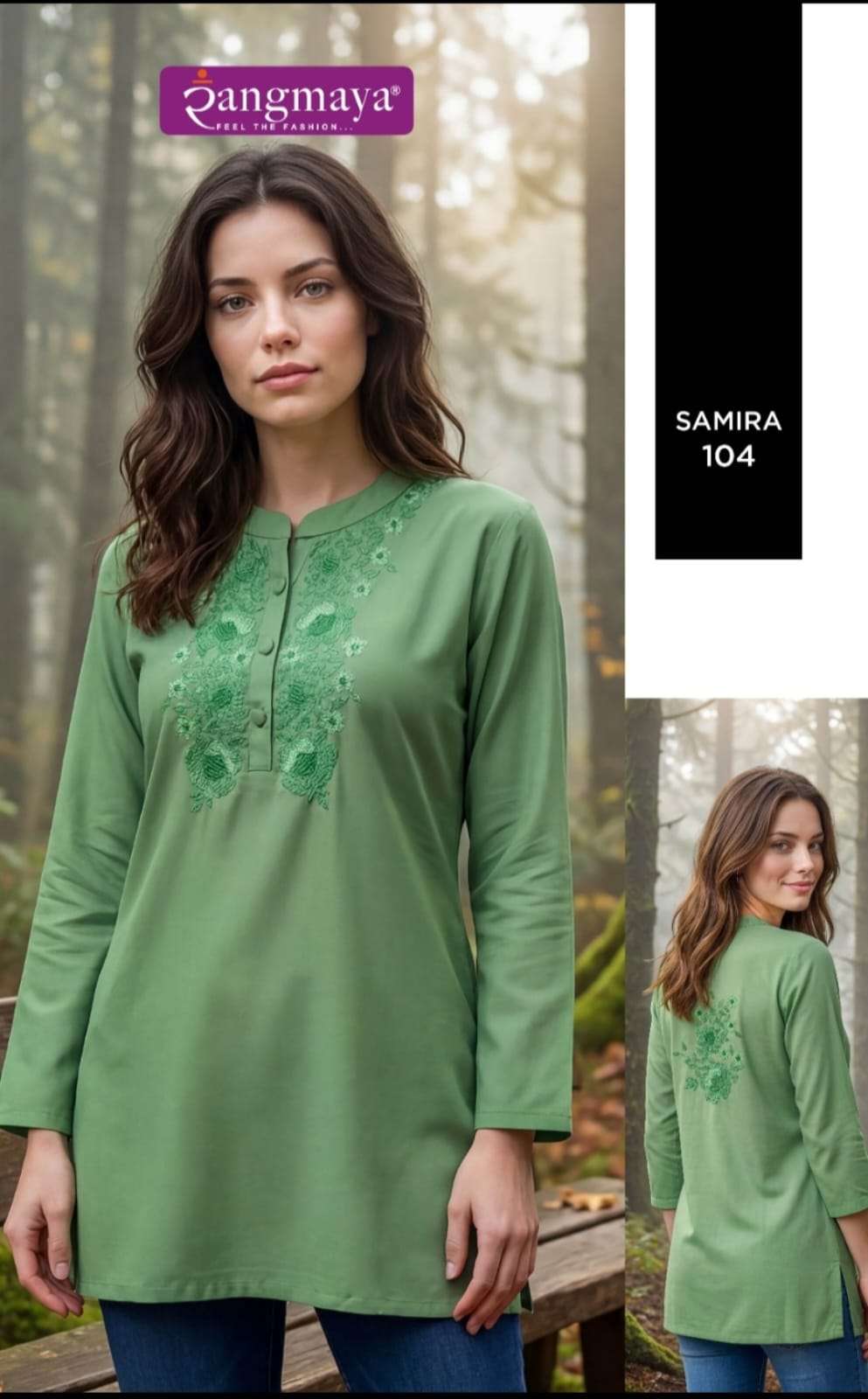 Rangmaya Samira Rayon Work Short Tops