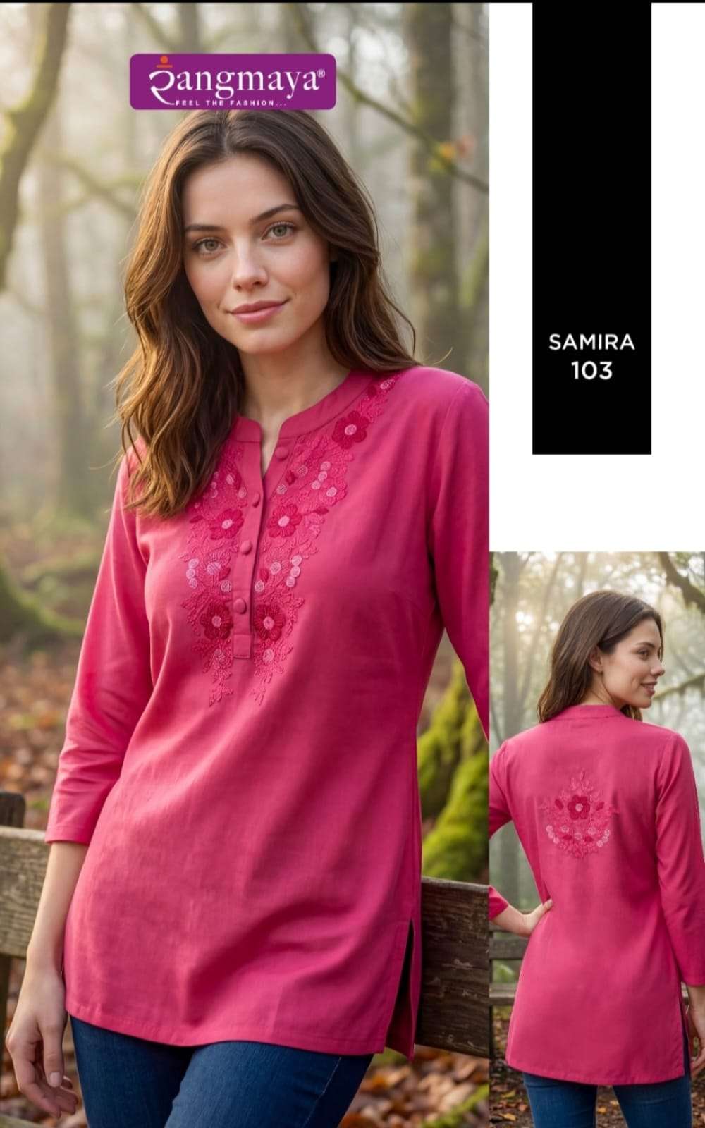 Rangmaya Samira Rayon Work Short Tops