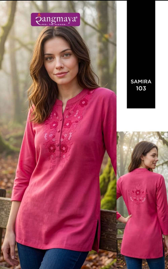 Rangmaya Samira Rayon Work Short Tops