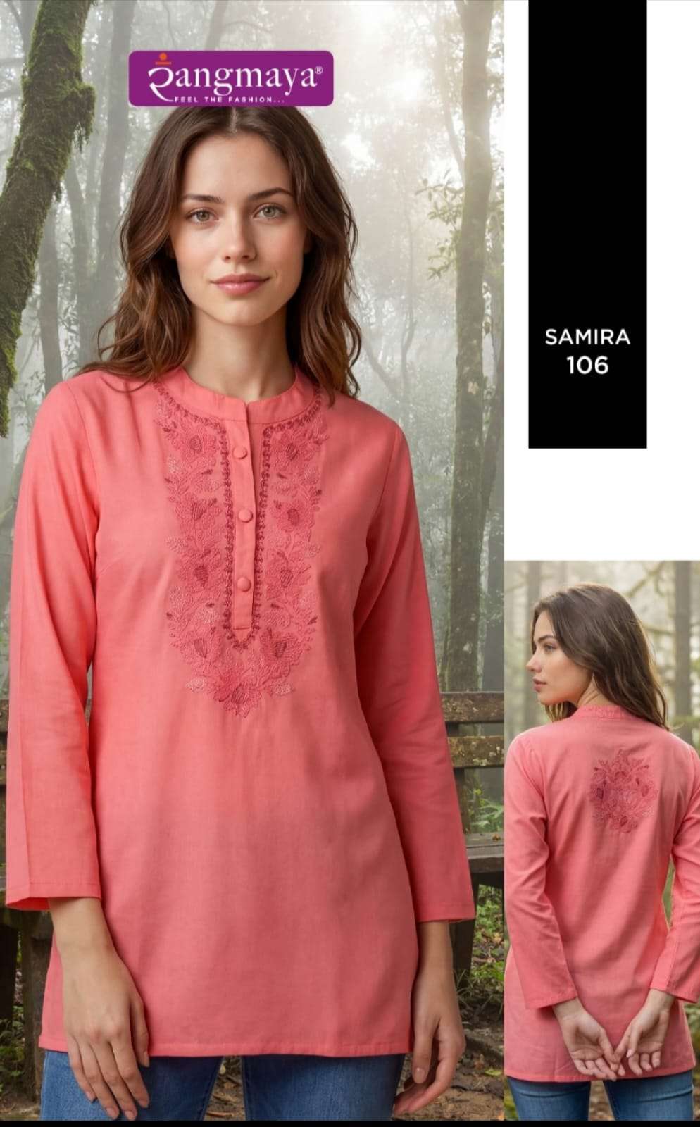 Rangmaya Samira Rayon Work Short Tops