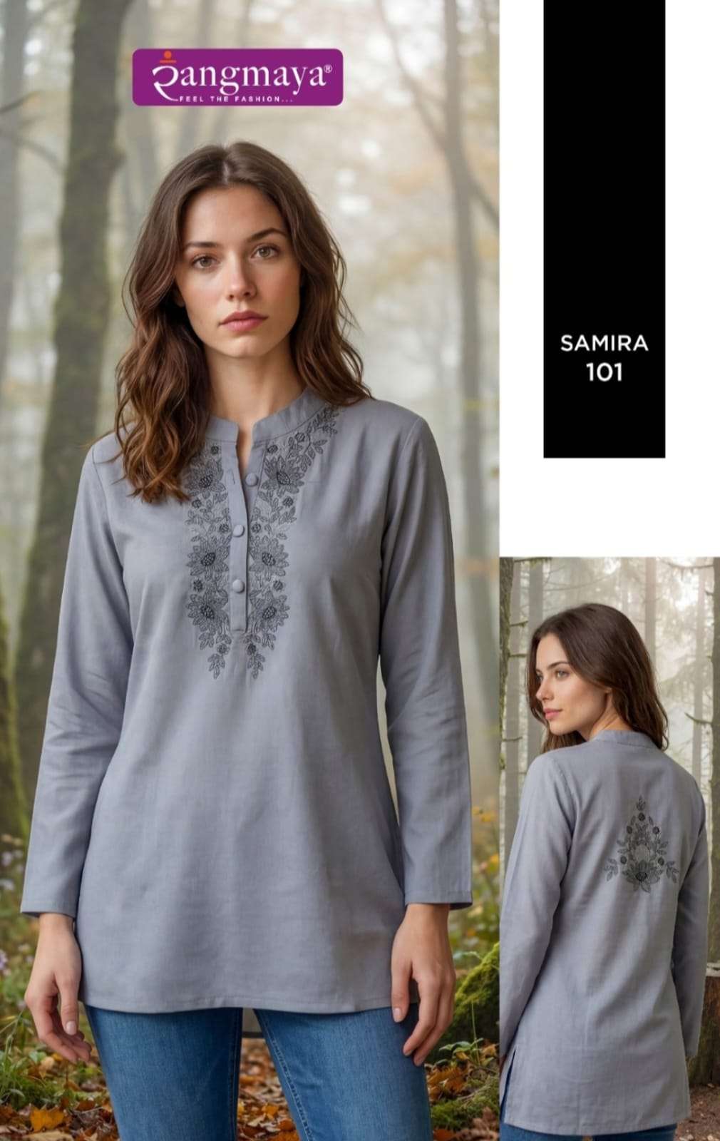 Rangmaya Samira Rayon Work Short Tops