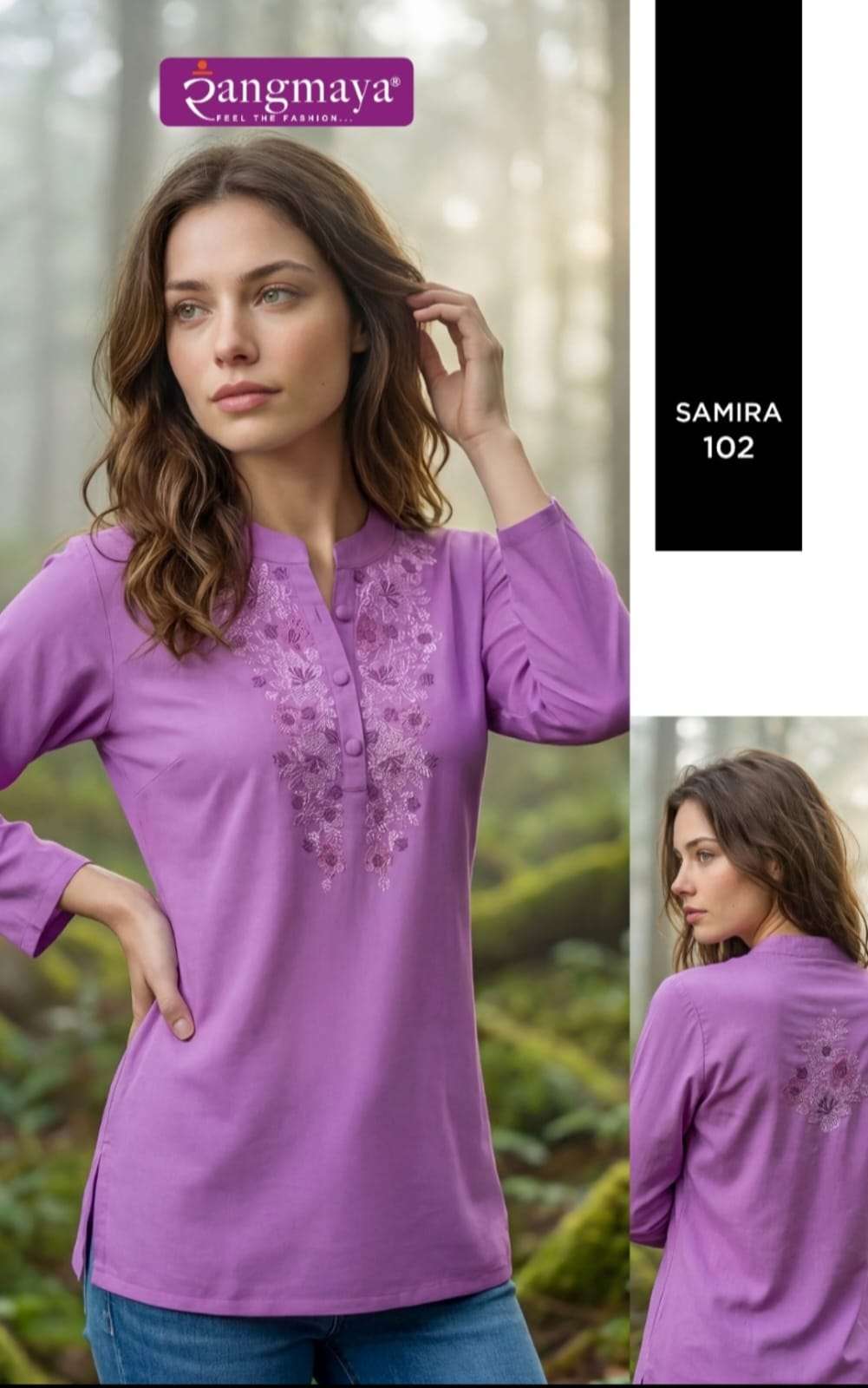 Rangmaya Samira Rayon Work Short Tops