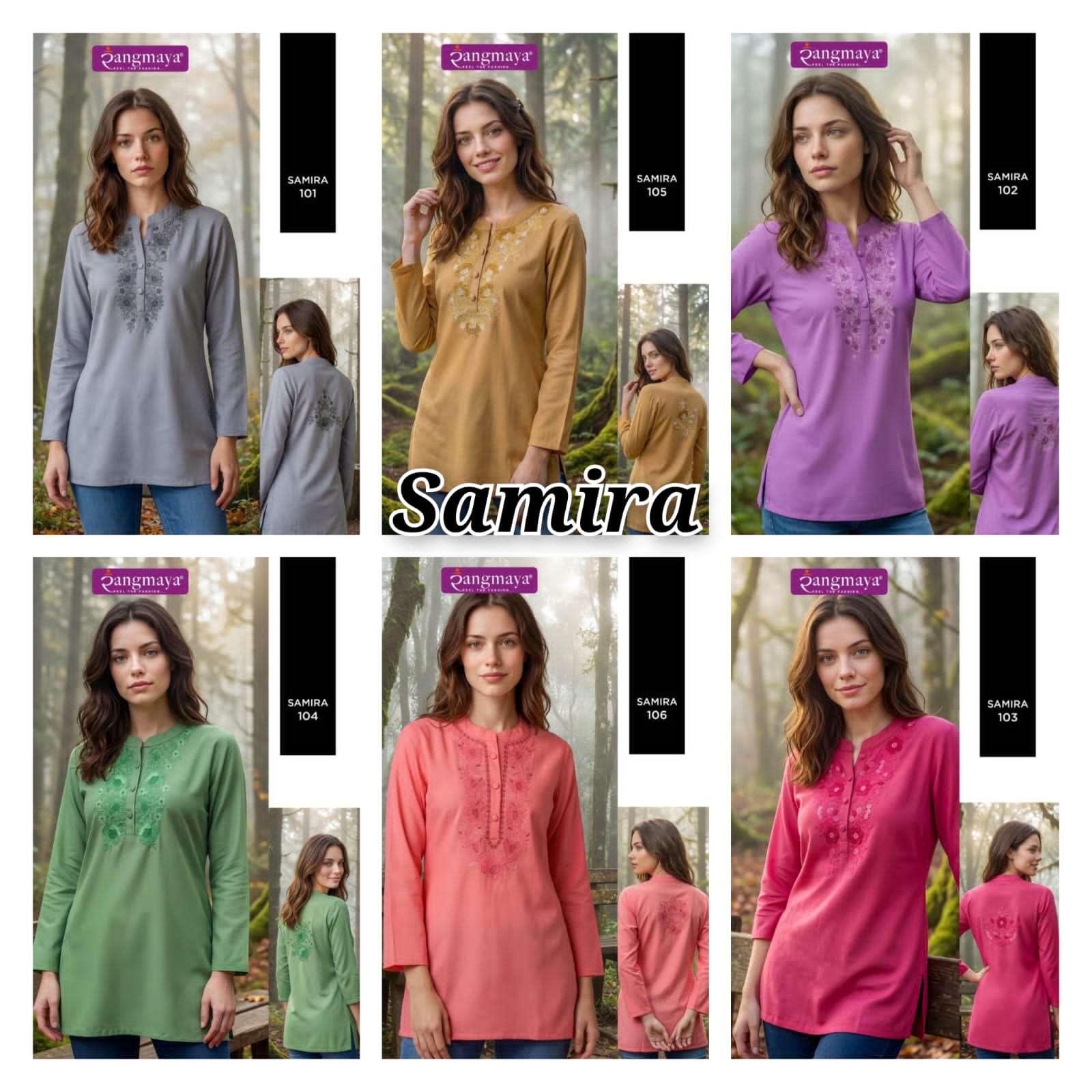 Rangmaya Samira Rayon Work Short Tops