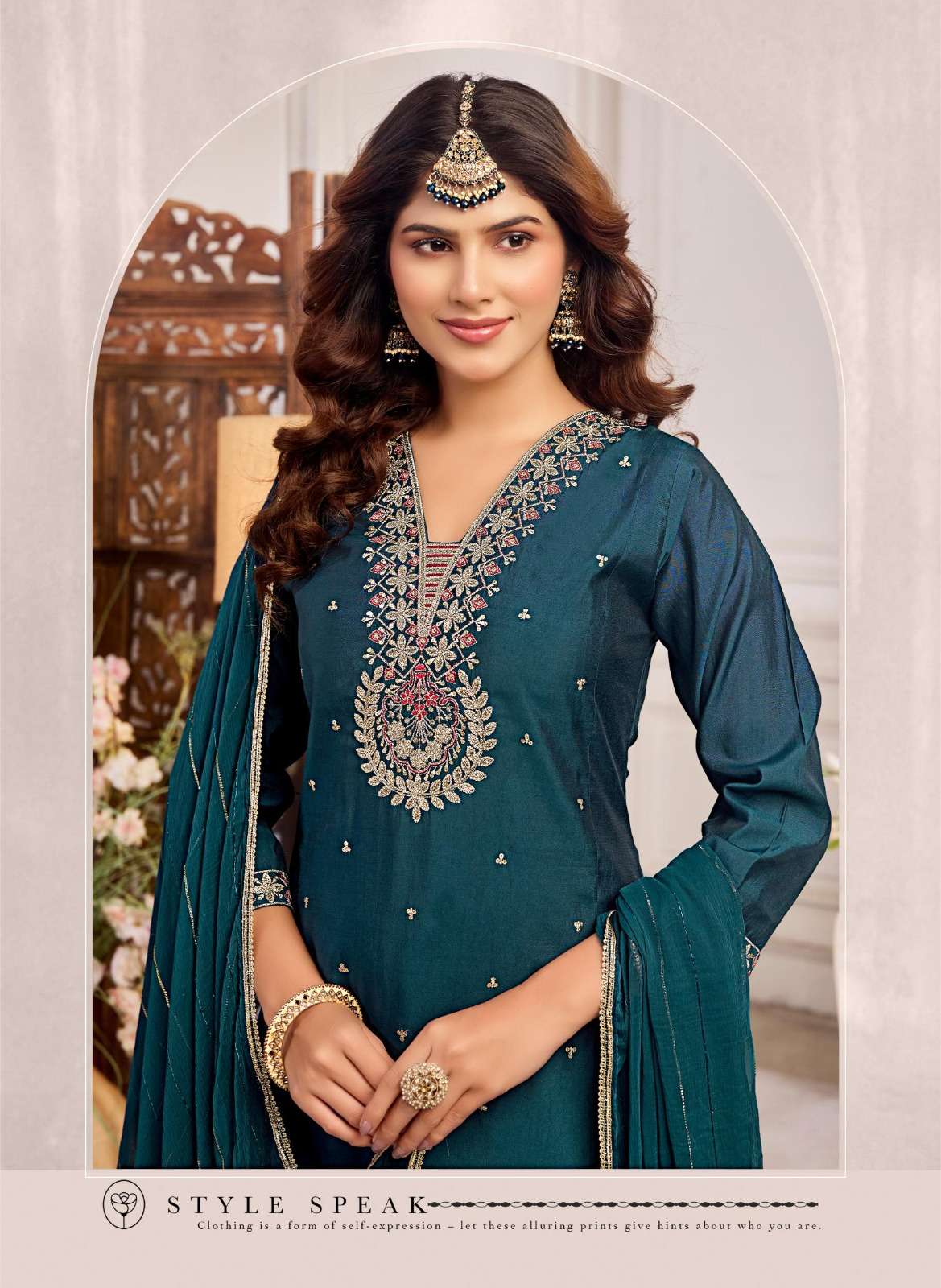 Rangmaya Siya Roman Kurti Pant Dupatta Set - Amrah Wholesale