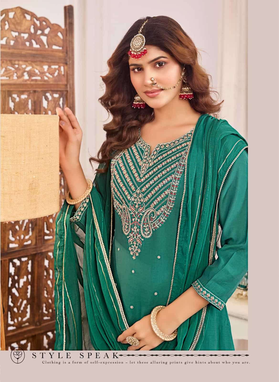 Rangmaya Siya Roman Kurti Pant Dupatta Set - Amrah Wholesale
