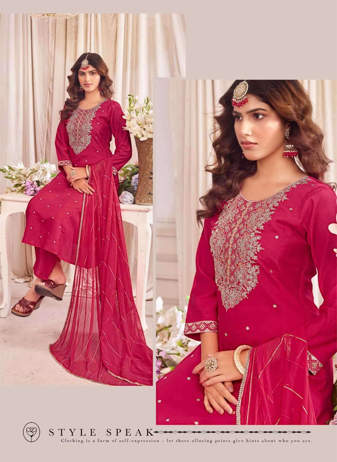 Rangmaya Siya Roman Kurti Pant Dupatta Set - Amrah Wholesale