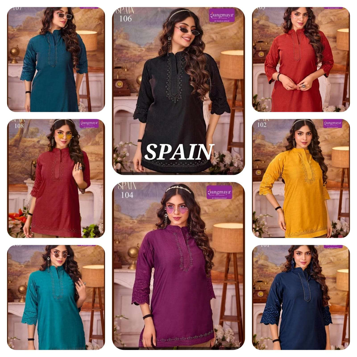 Rangmaya Spain Vertican Printed Readymade Tunics