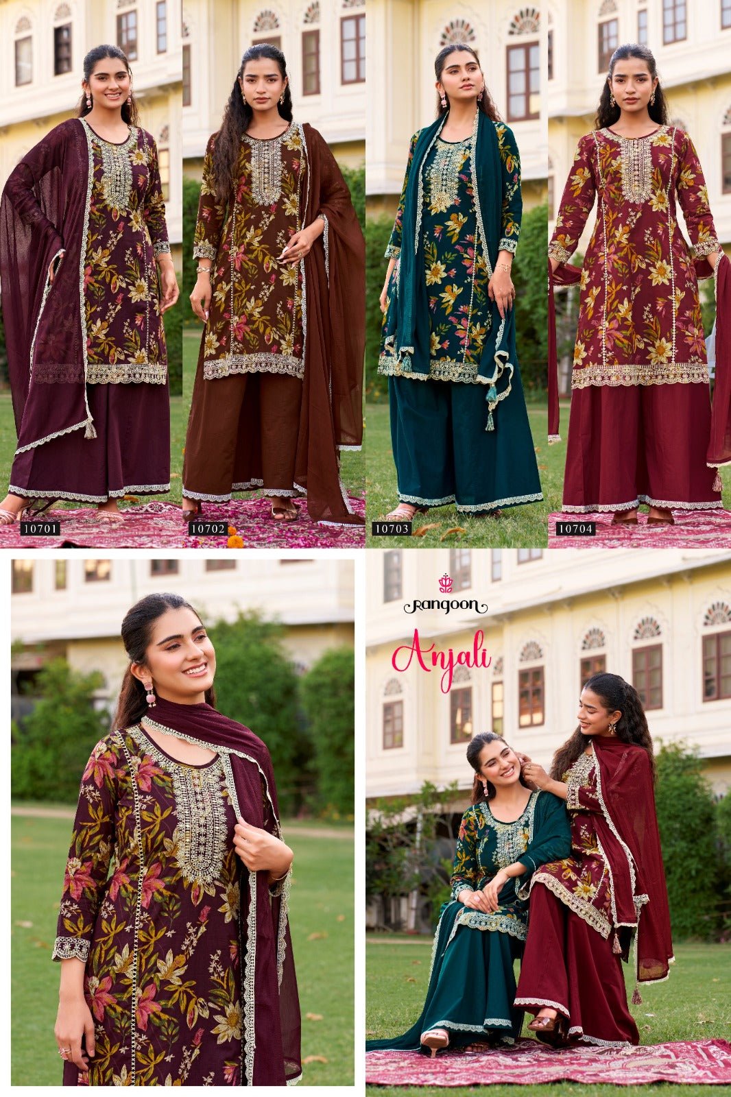 Rangoon Anjali Cambric Cotton Kurti Pant Dupatta Set - Amrah Wholesale