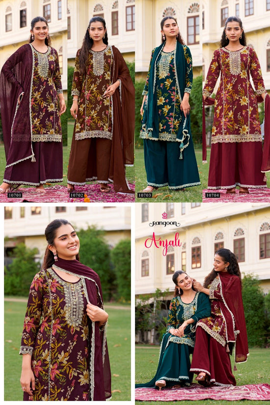 Rangoon Anjali Cambric Cotton Kurti Pant Dupatta Set - Amrah Wholesale
