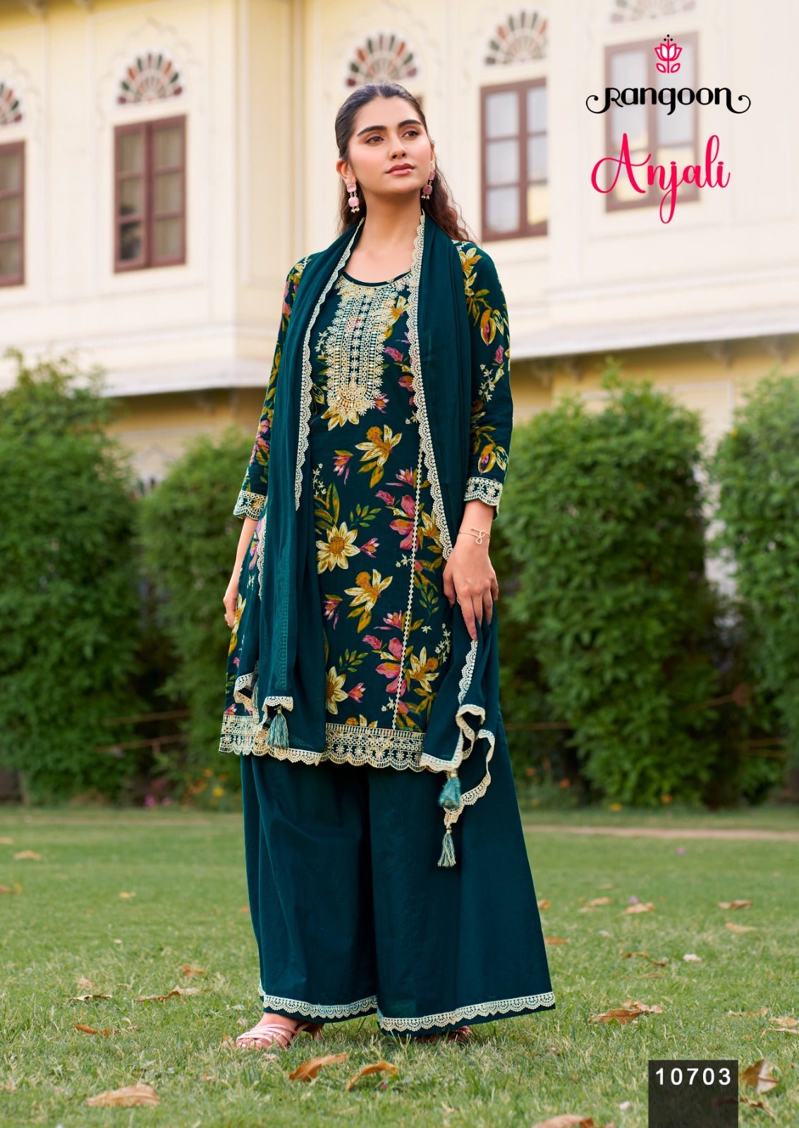 Rangoon Anjali Cambric Cotton Kurti Pant Dupatta Set - Amrah Wholesale