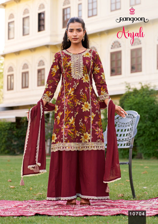 Rangoon Anjali Cambric Cotton Kurti Pant Dupatta Set - Amrah Wholesale