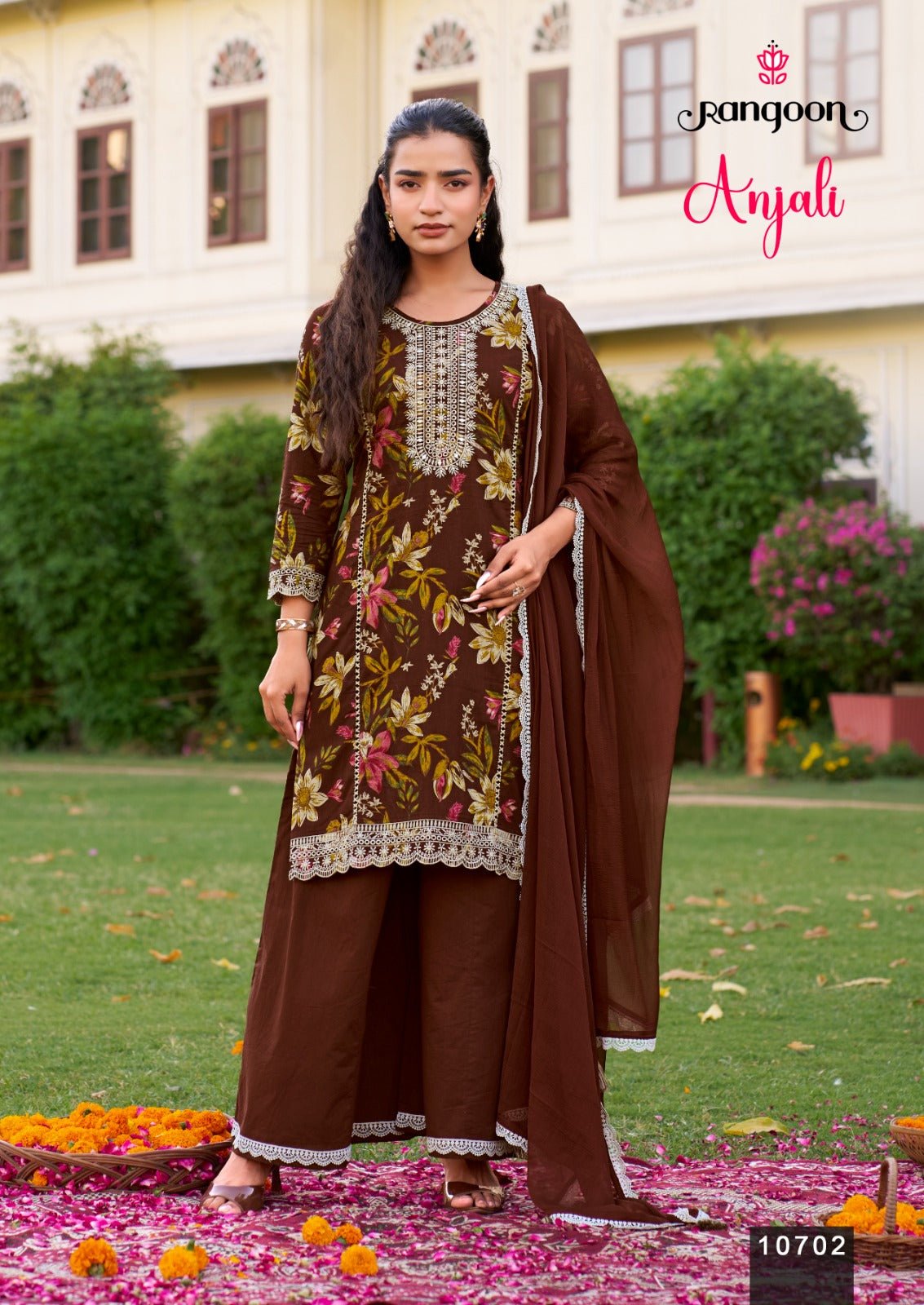 Rangoon Anjali Cambric Cotton Kurti Pant Dupatta Set - Amrah Wholesale