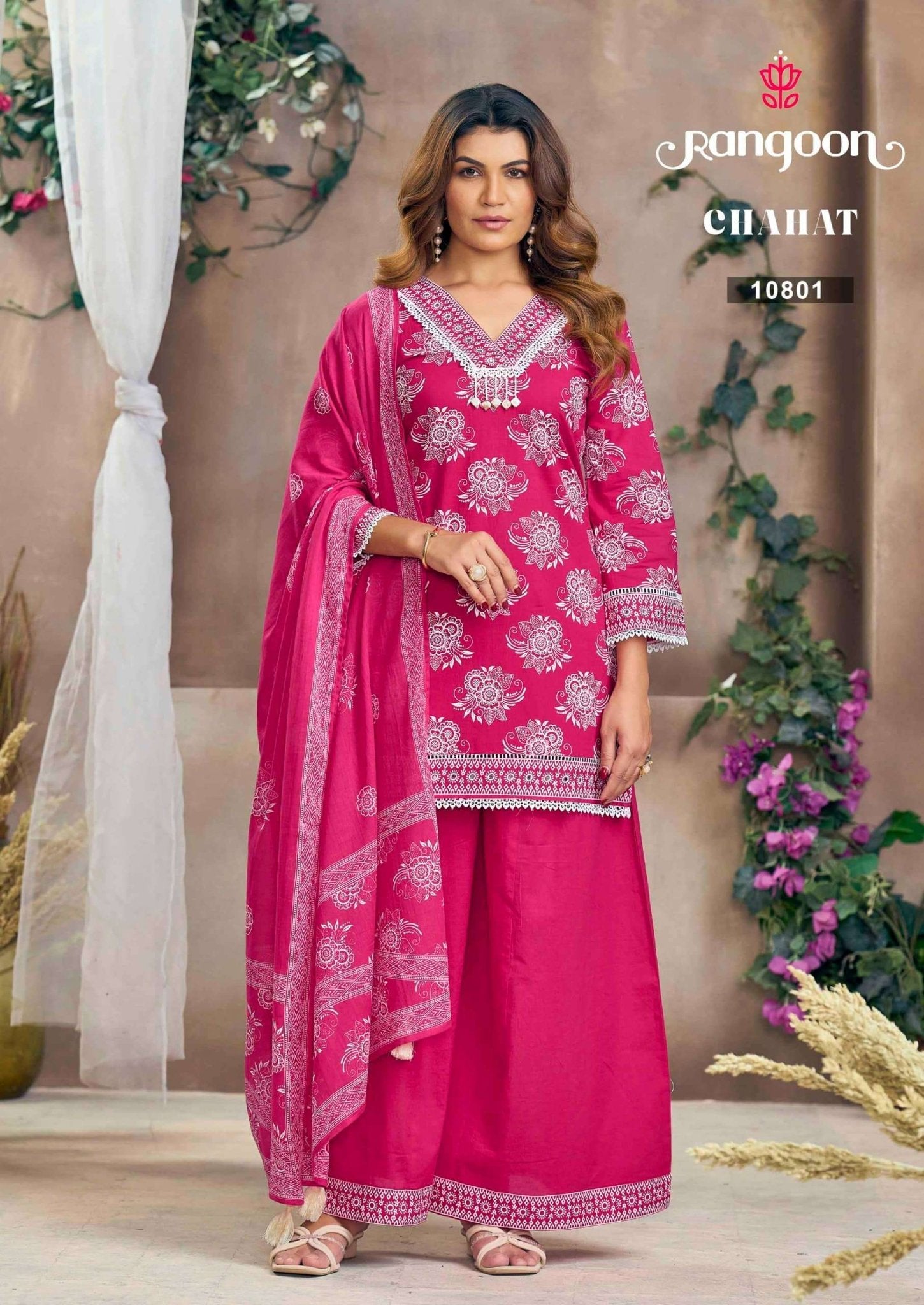 Rangoon Chahat Cotton Kurti Pant Dupatta Set - Amrah Wholesale
