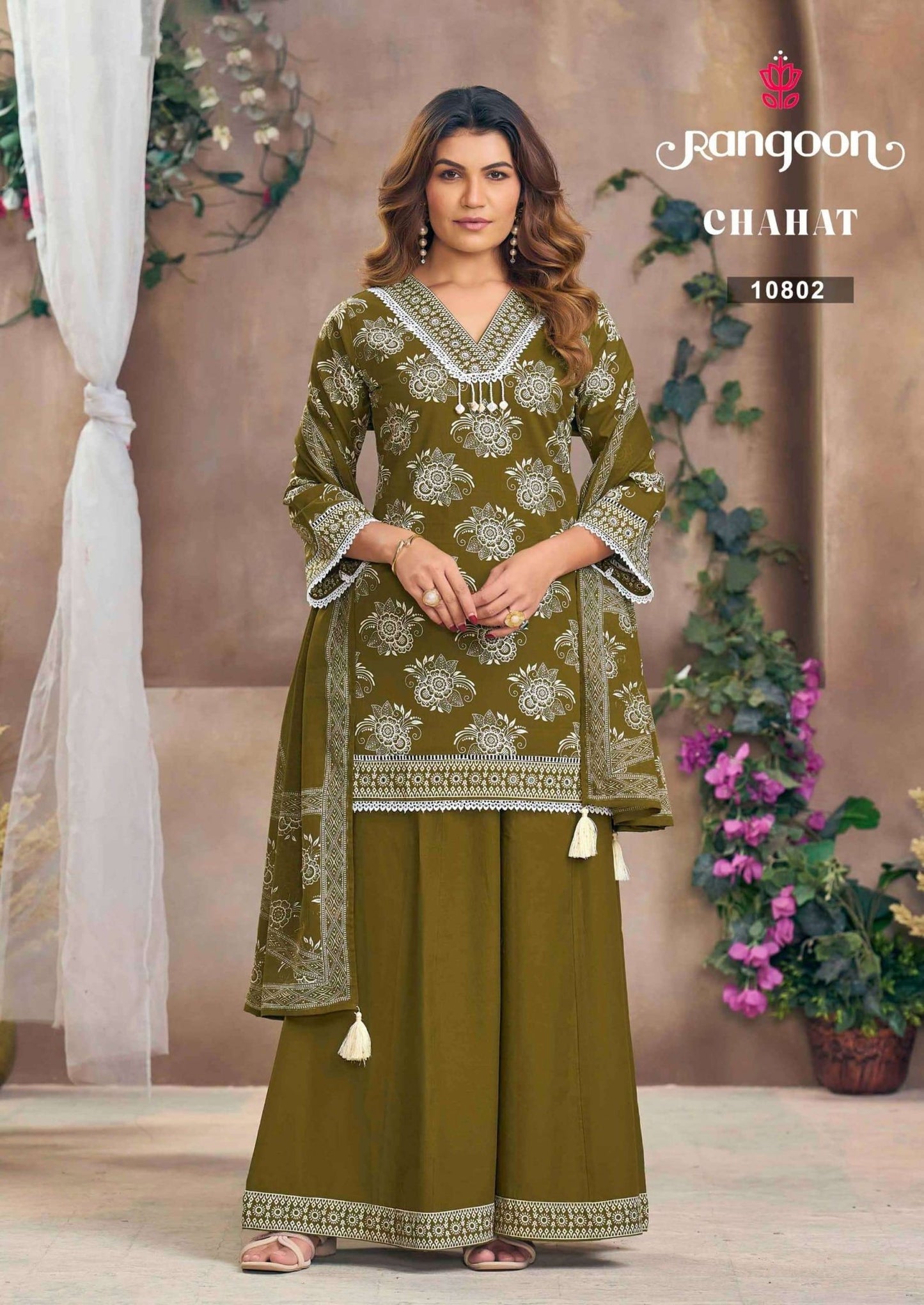 Rangoon Chahat Cotton Kurti Pant Dupatta Set - Amrah Wholesale