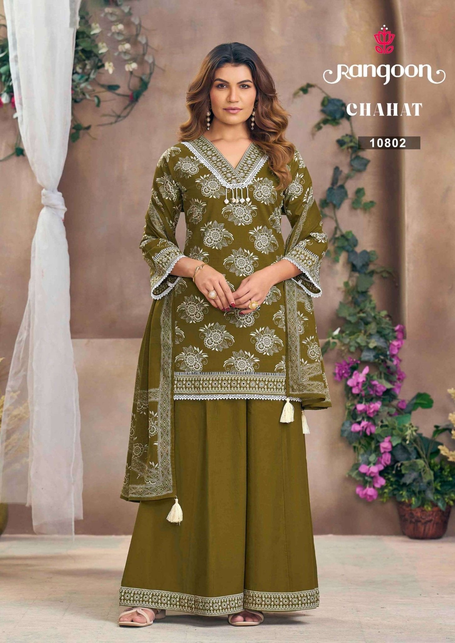 Rangoon Chahat Cotton Kurti Pant Dupatta Set - Amrah Wholesale