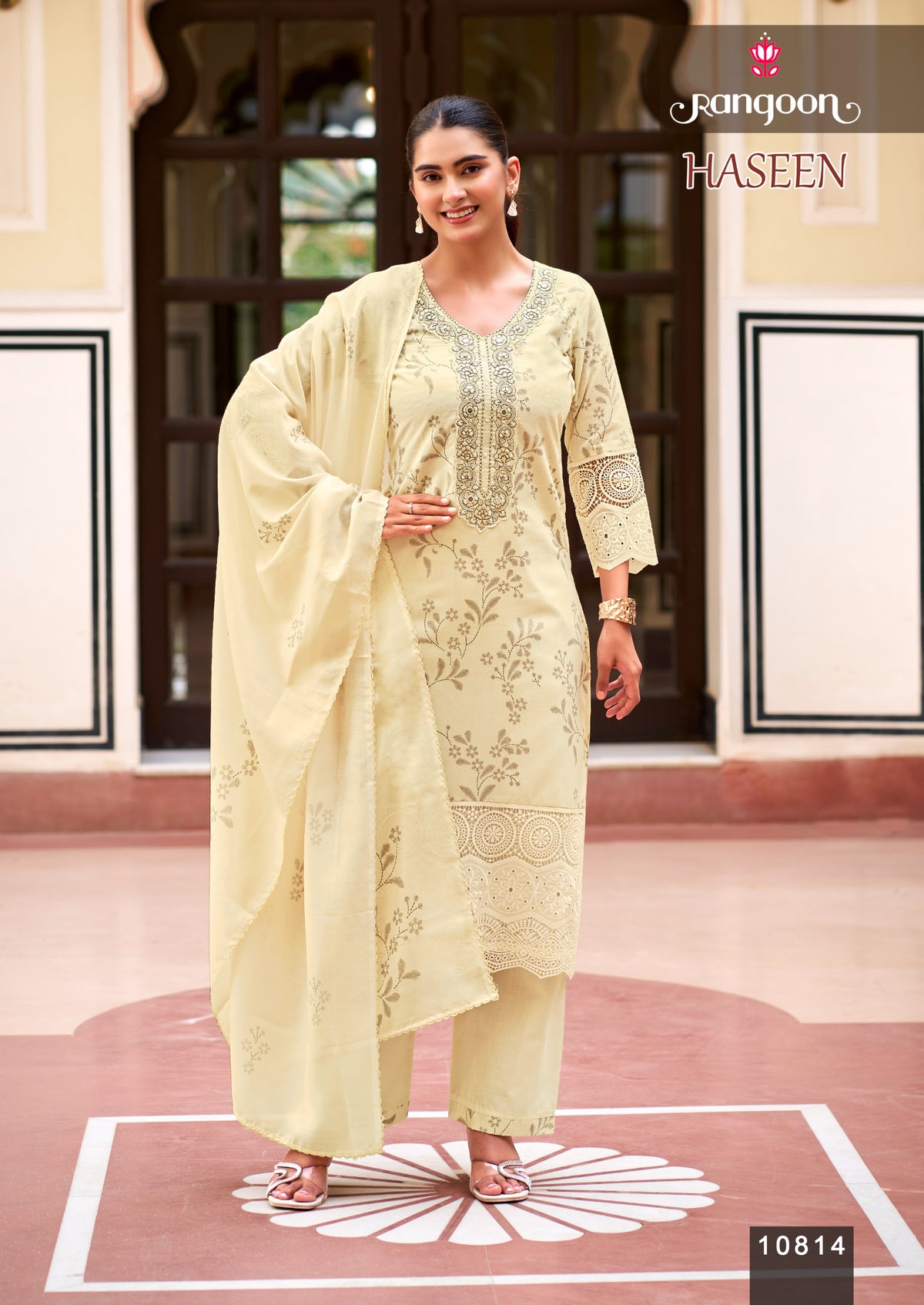 Rangoon Haseen Cotton Digital Printed Kurti Pant Dupatta Set