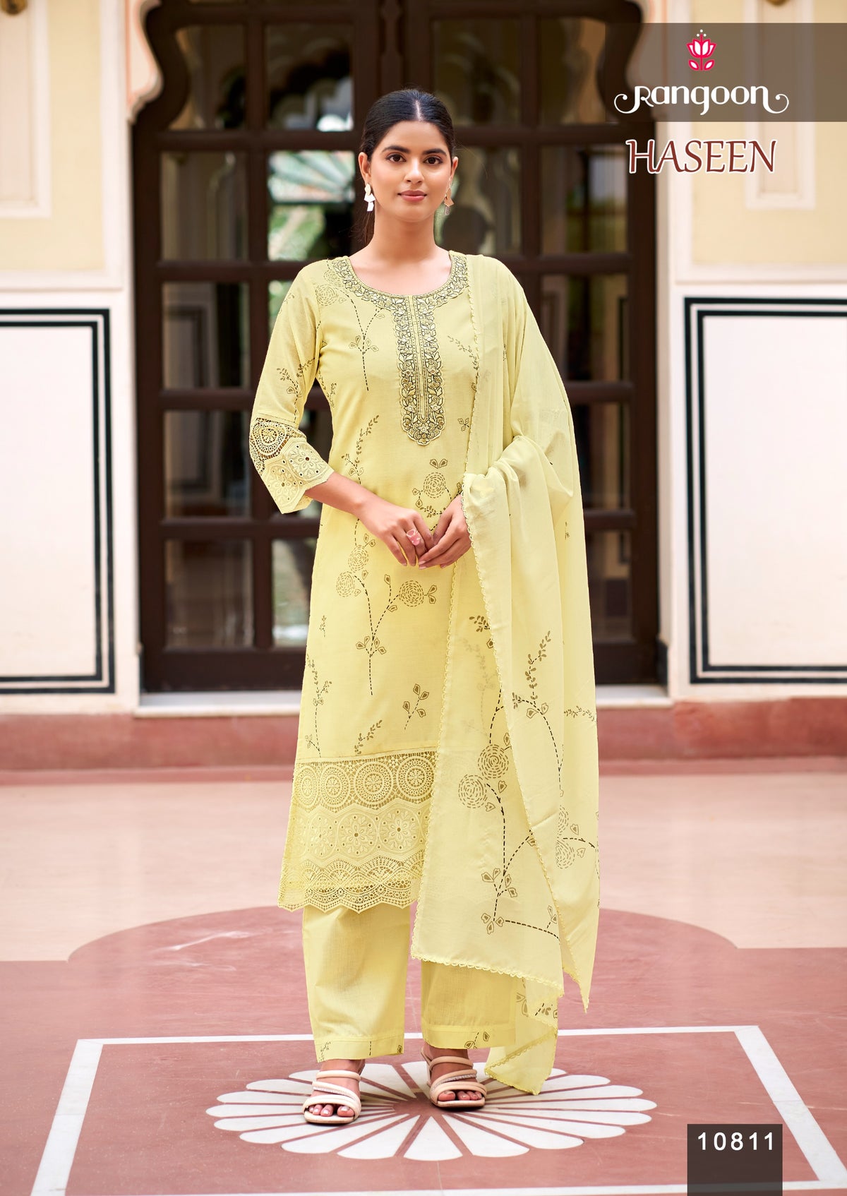 Rangoon Haseen Cotton Digital Printed Kurti Pant Dupatta Set