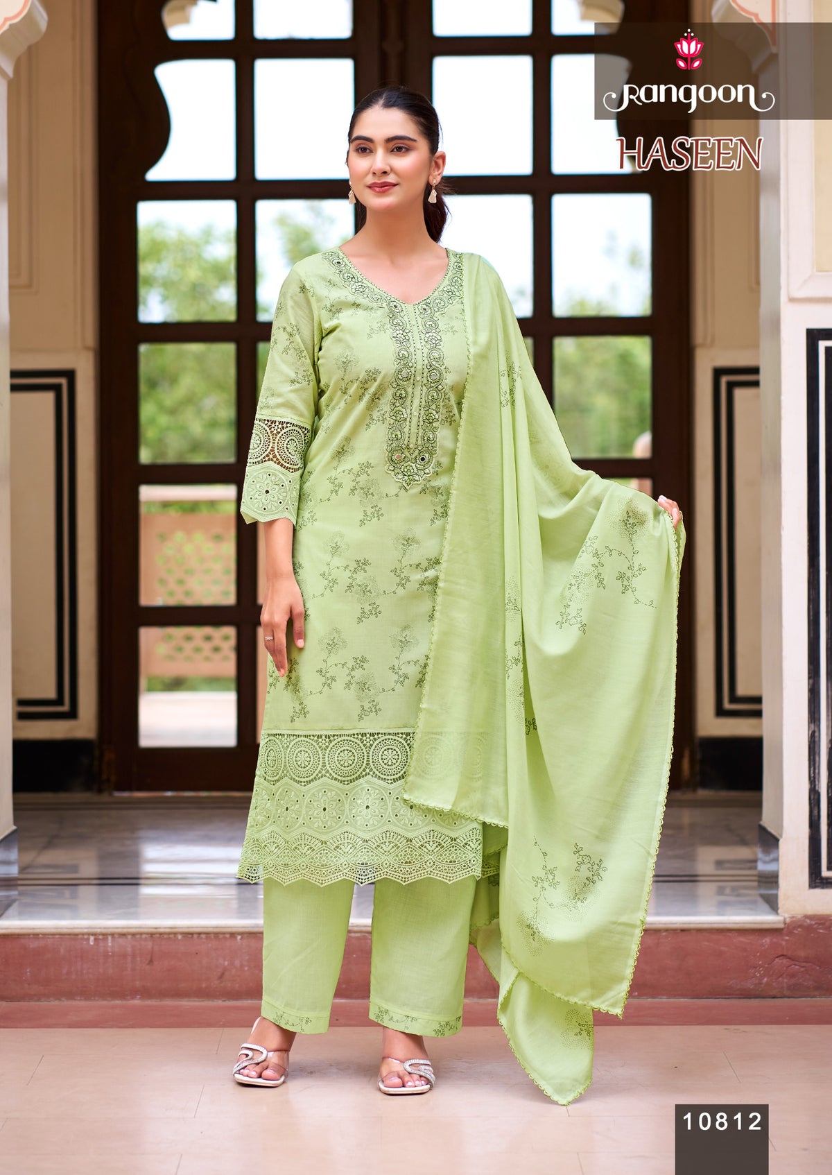 Rangoon Haseen Cotton Digital Printed Kurti Pant Dupatta Set