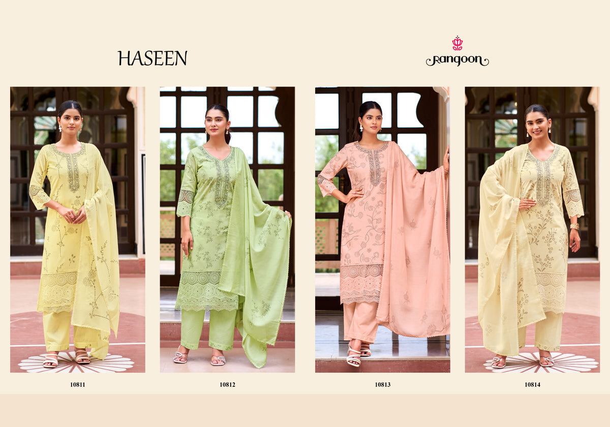 Rangoon Haseen Cotton Digital Printed Kurti Pant Dupatta Set