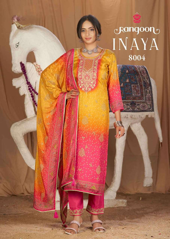 RANGOON INAYA Muslin Embroidered Punjabi Suit - Amrah Wholesale
