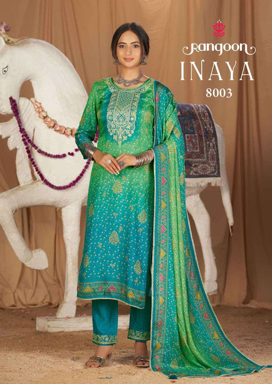 RANGOON INAYA Muslin Embroidered Punjabi Suit - Amrah Wholesale